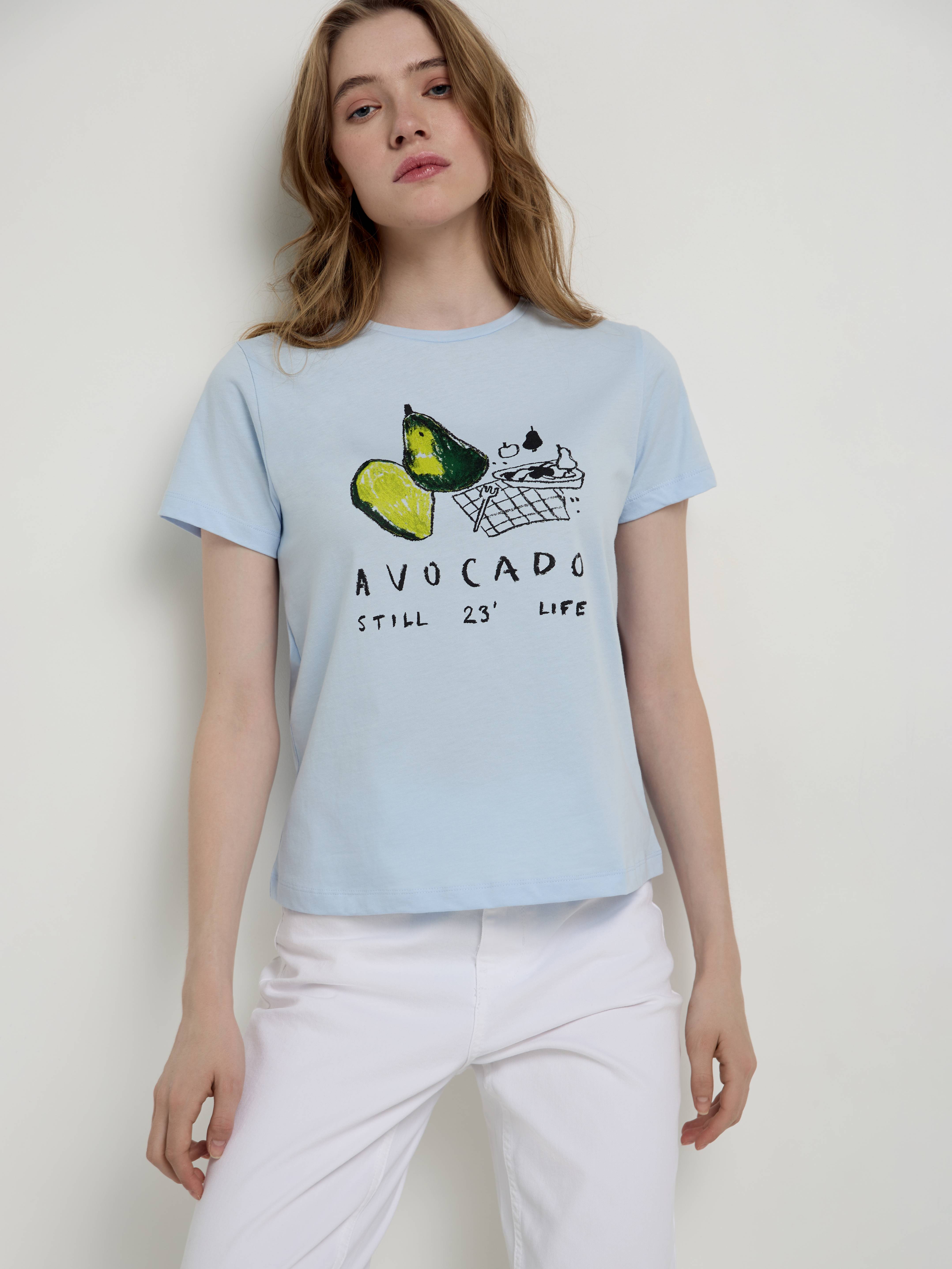 Базовая футболка из хлопка с рисунком «Avocado» LD 2132 Conte ⭐️, цвет sky blue, размер 170-100/xl