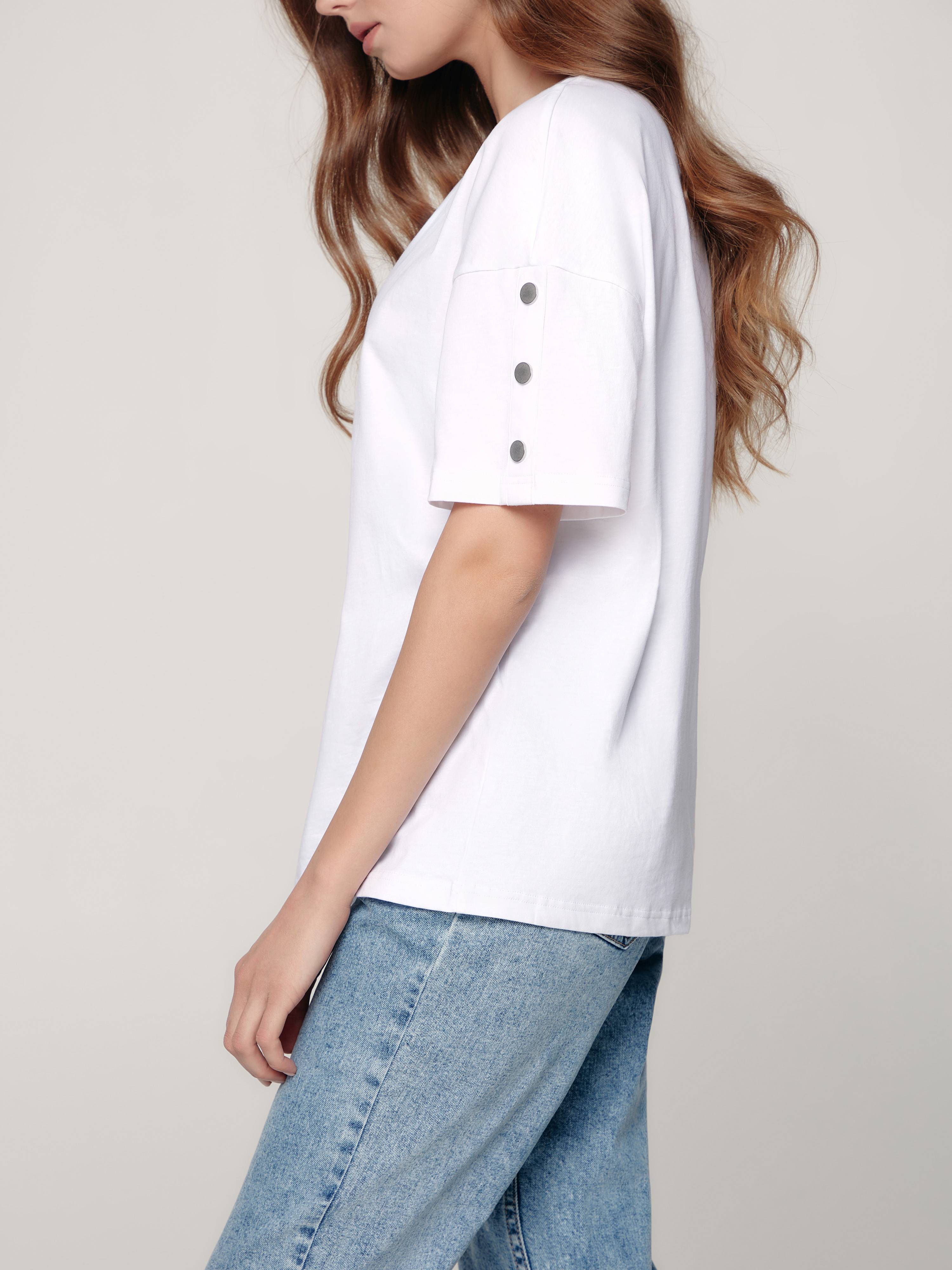Oversize-футболка с хольнитенами LD 1191 Conte ⭐️, цвет white, размер 170-84 / xs
