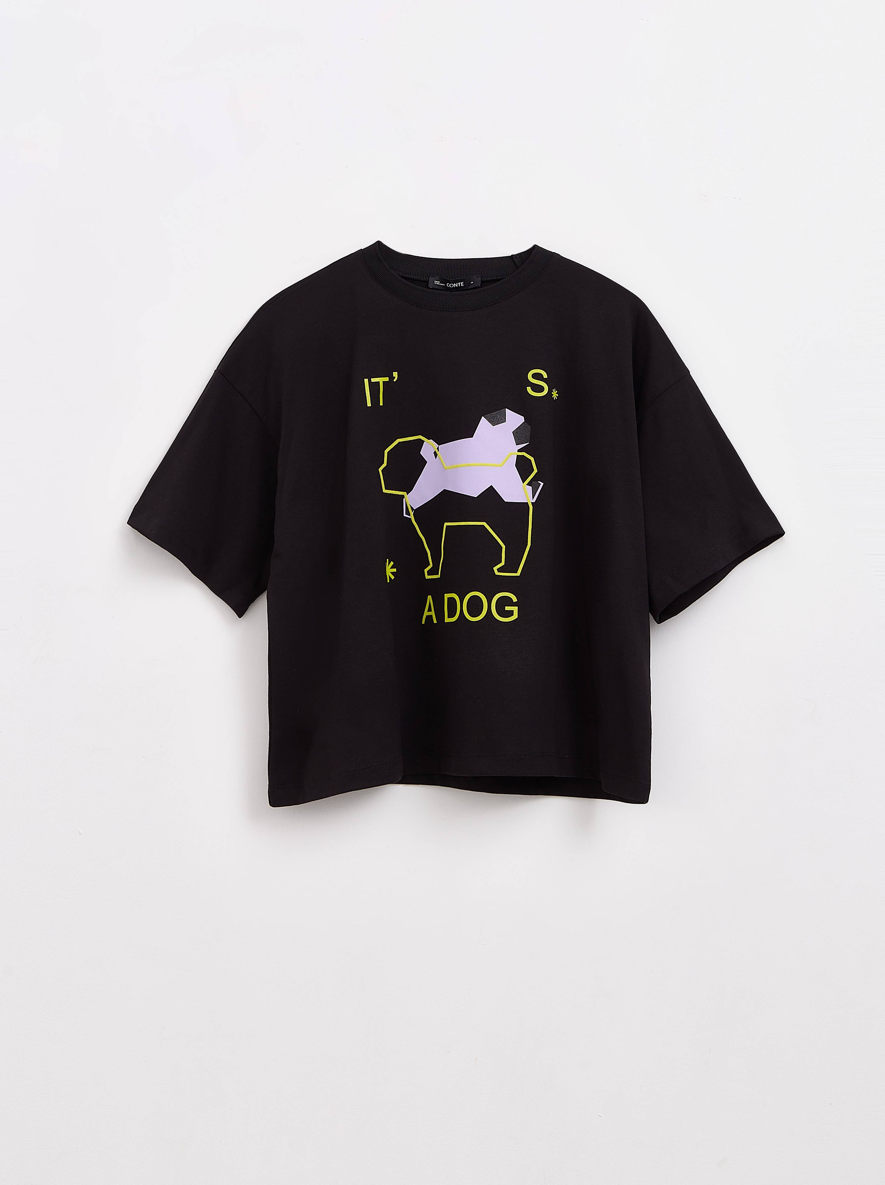 Свободная футболка из хлопка с рисунком «It’s a dog» LD 2149 Conte ⭐️, цвет black, размер 170-84/xs - фото 1