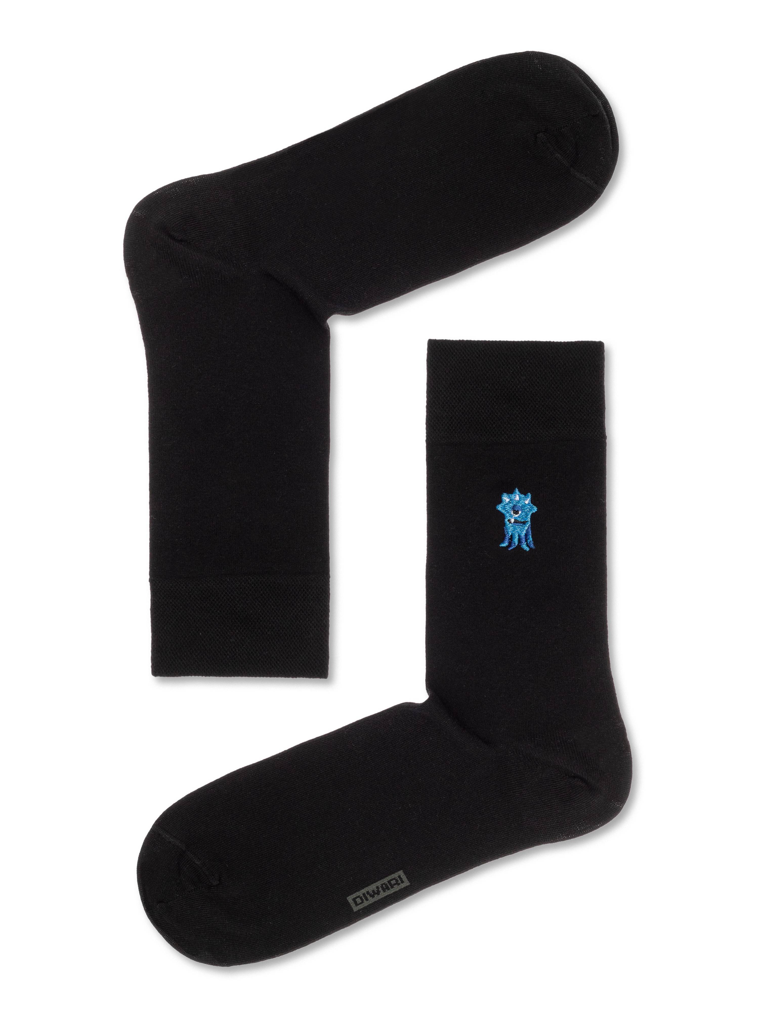 Однотонные хлопковые носки с вышивкой Conte ⭐️, цвет черный, размер 40-41