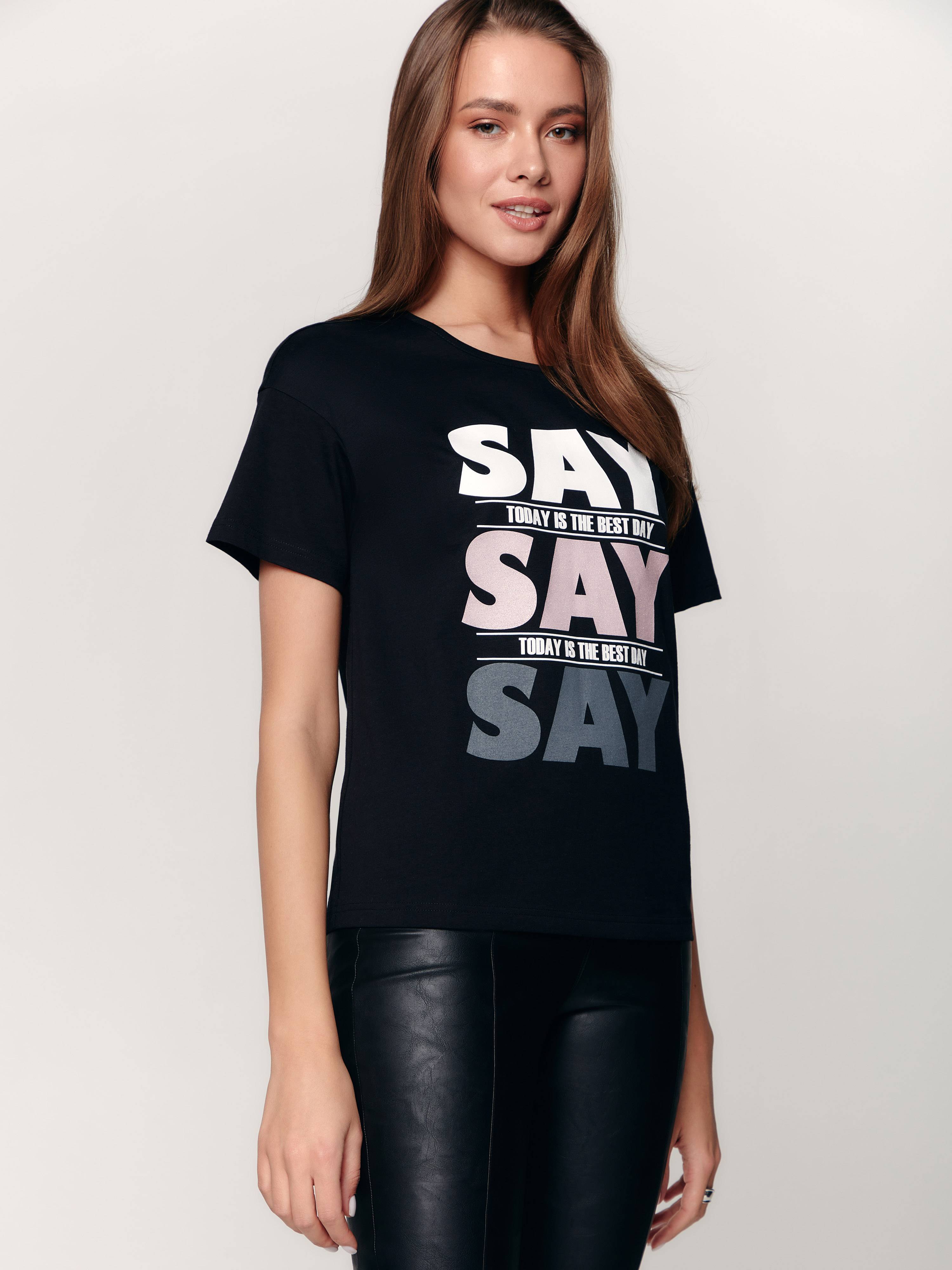 Футболка из хлопка «Say» LD 1229 Conte ⭐️, цвет black, размер 170-100 / xl