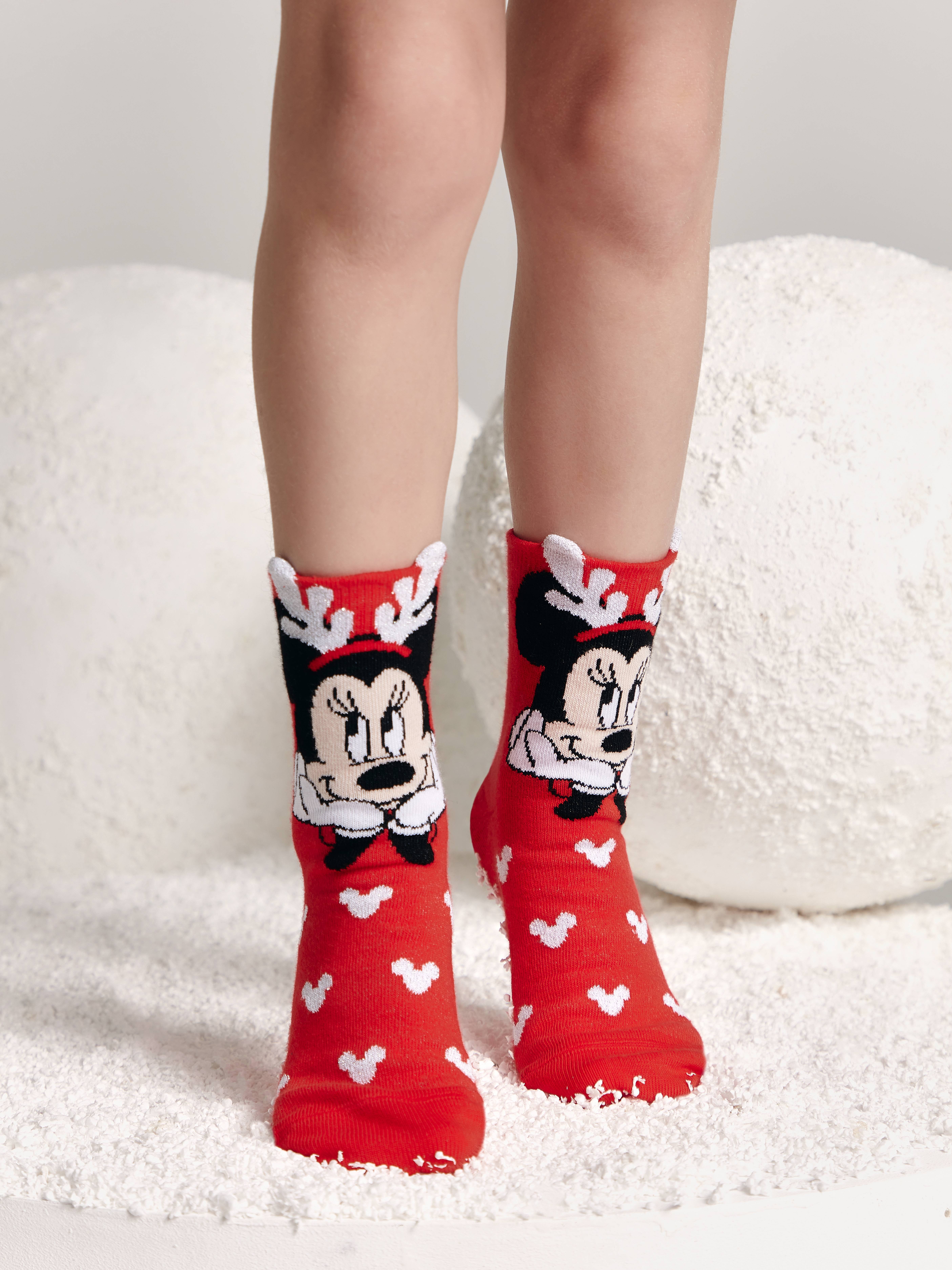Новогодние носки с люрексом «Christmas Minnie» ©Disney Conte ⭐️, цвет красный, размер 16-18