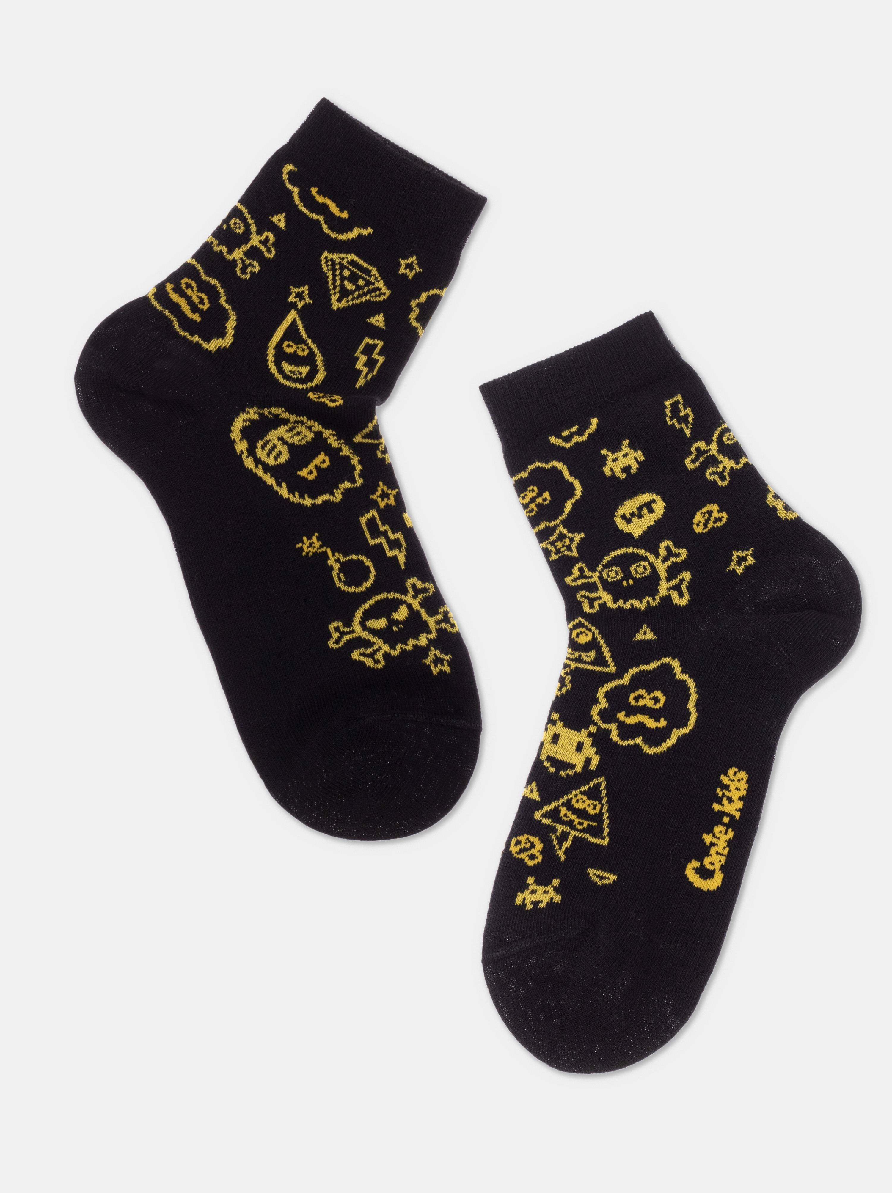Хлопковые носки с рисунками Conte ⭐️, цвет черный, размер 20