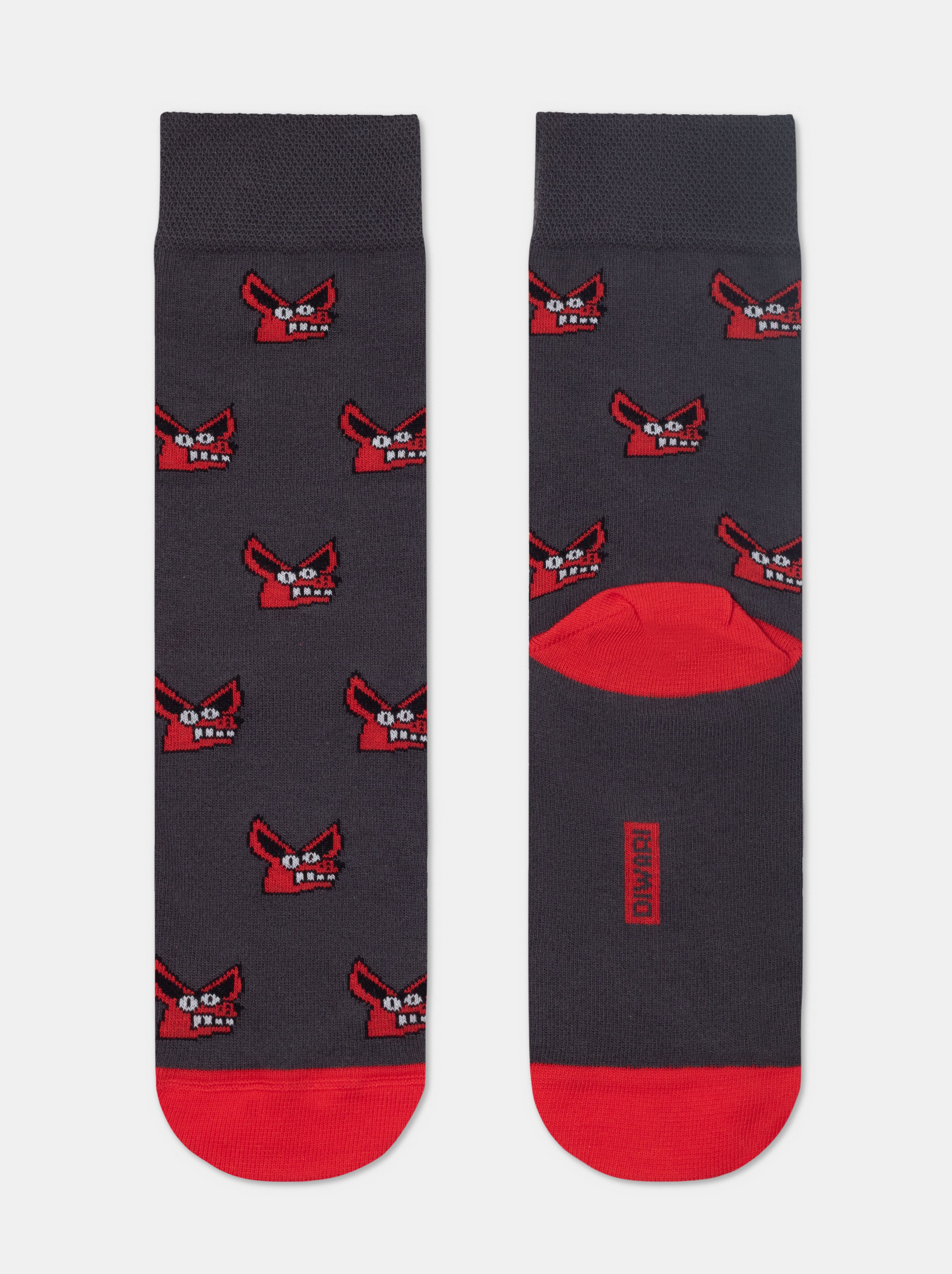 Хлопковые носки с рисунком «Fox» Conte ⭐️, цвет темно-серый, размер 40-41