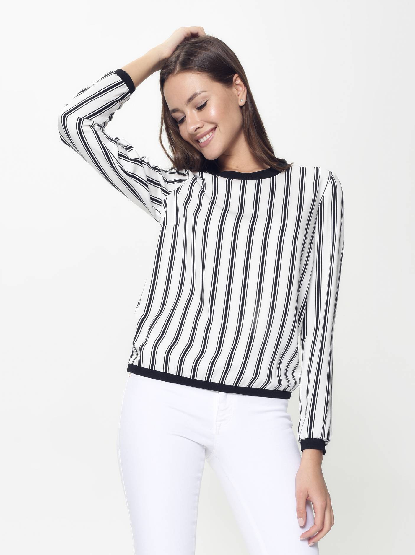 Легкая блузка в полоску LBL 899 Conte ⭐️, цвет black-white stripes, размер 170-100-106 - фото 1