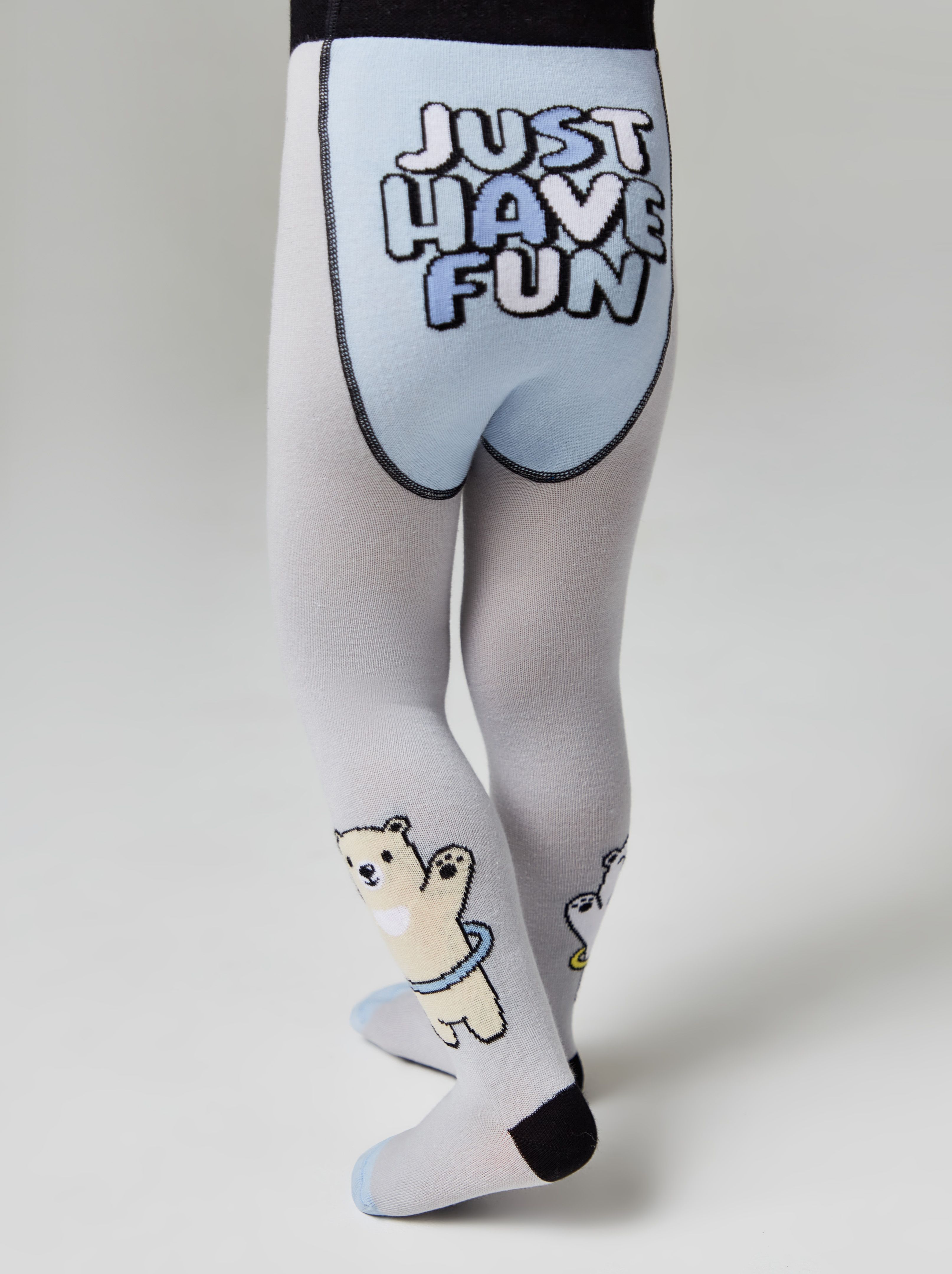 Хлопковые колготки с рисунком «Just have fun» Conte ⭐️, цвет светло-серый, размер 104-110 (16)