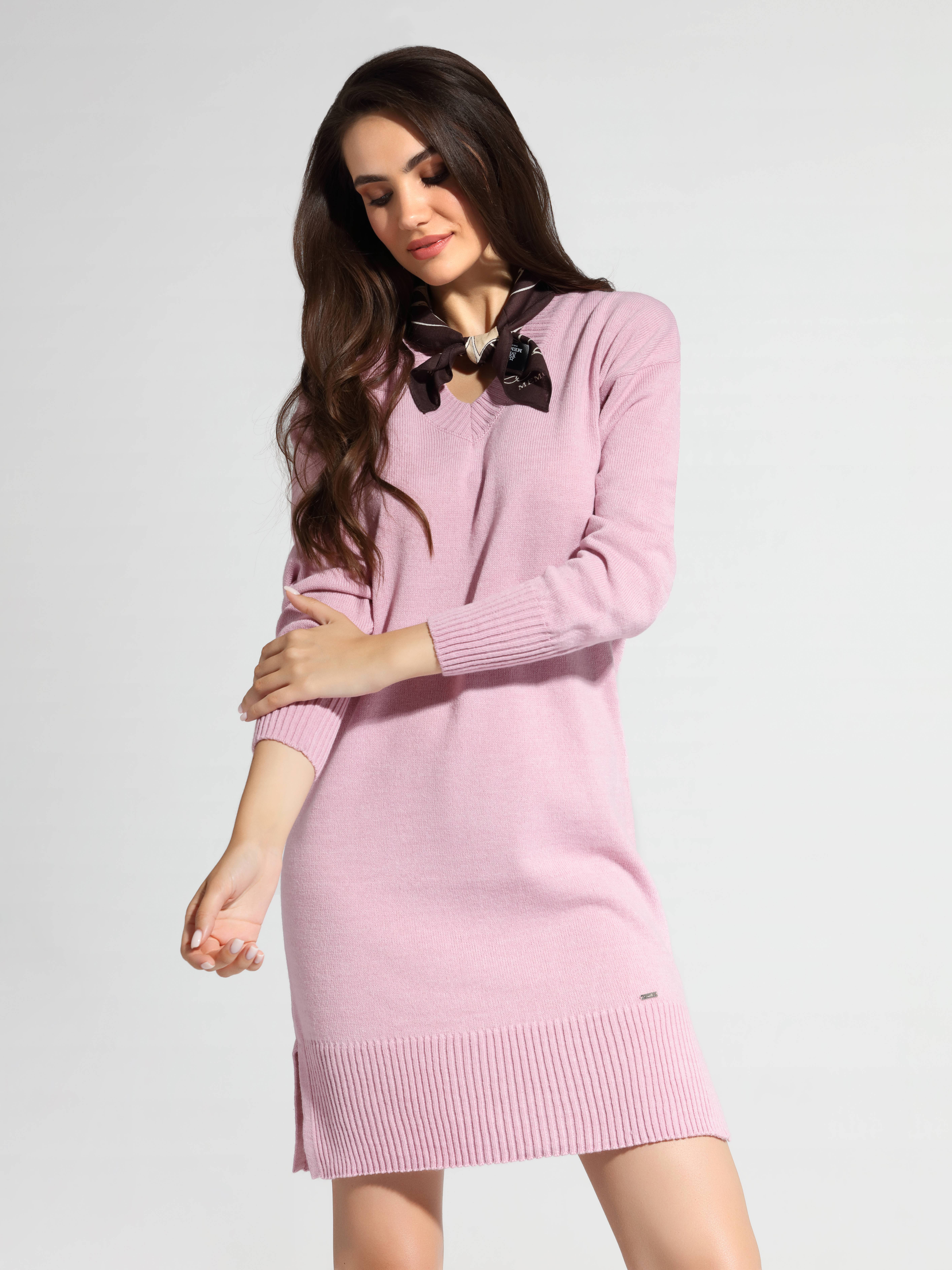 Ультракомфортное платье из итальянской пряжи с мериносовой шерстью LDK 072 Conte ⭐️, цвет wild rose, размер 170-84-90 - фото 1