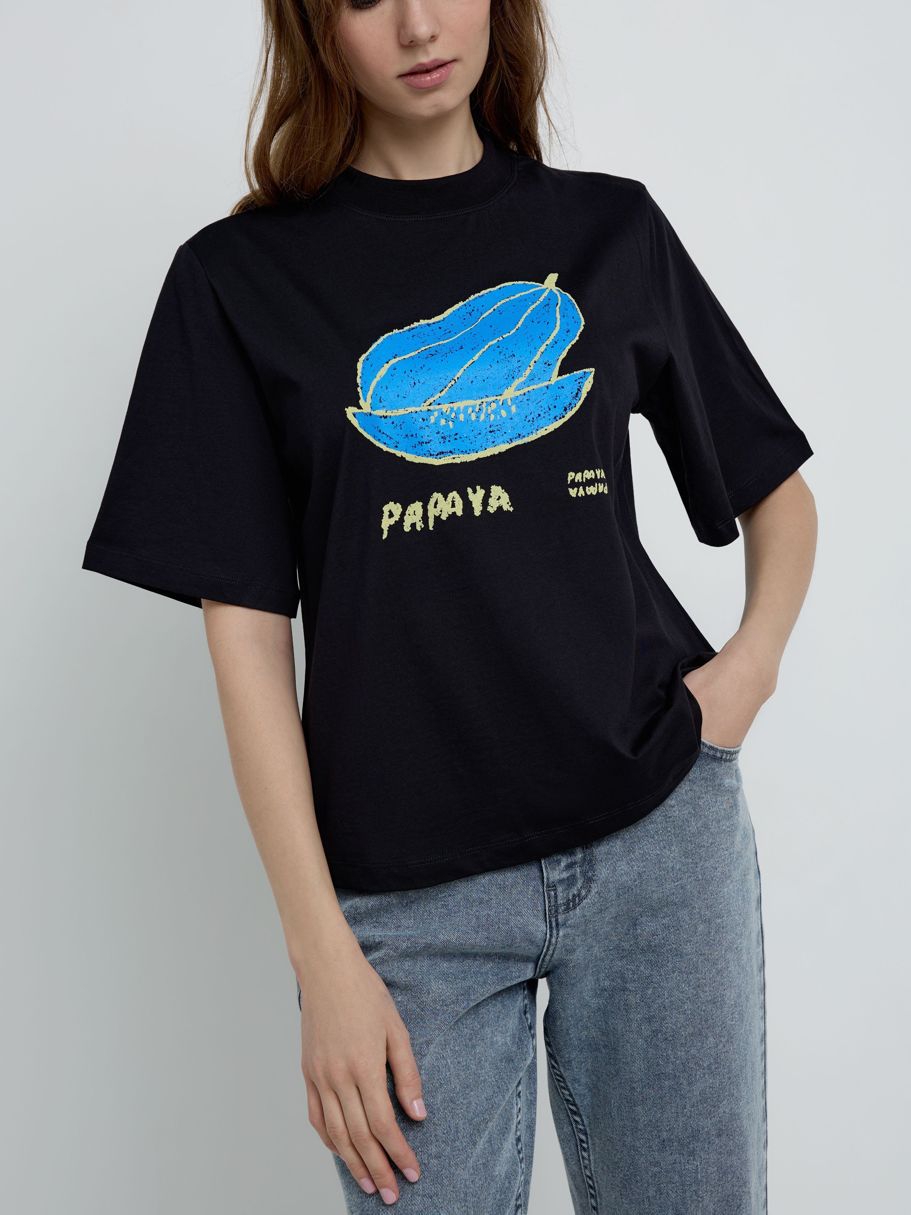 Свободная футболка из хлопка с рисунком «Papaya» LD 2099 Conte ⭐️, цвет white, размер 170-100/xl - фото 1