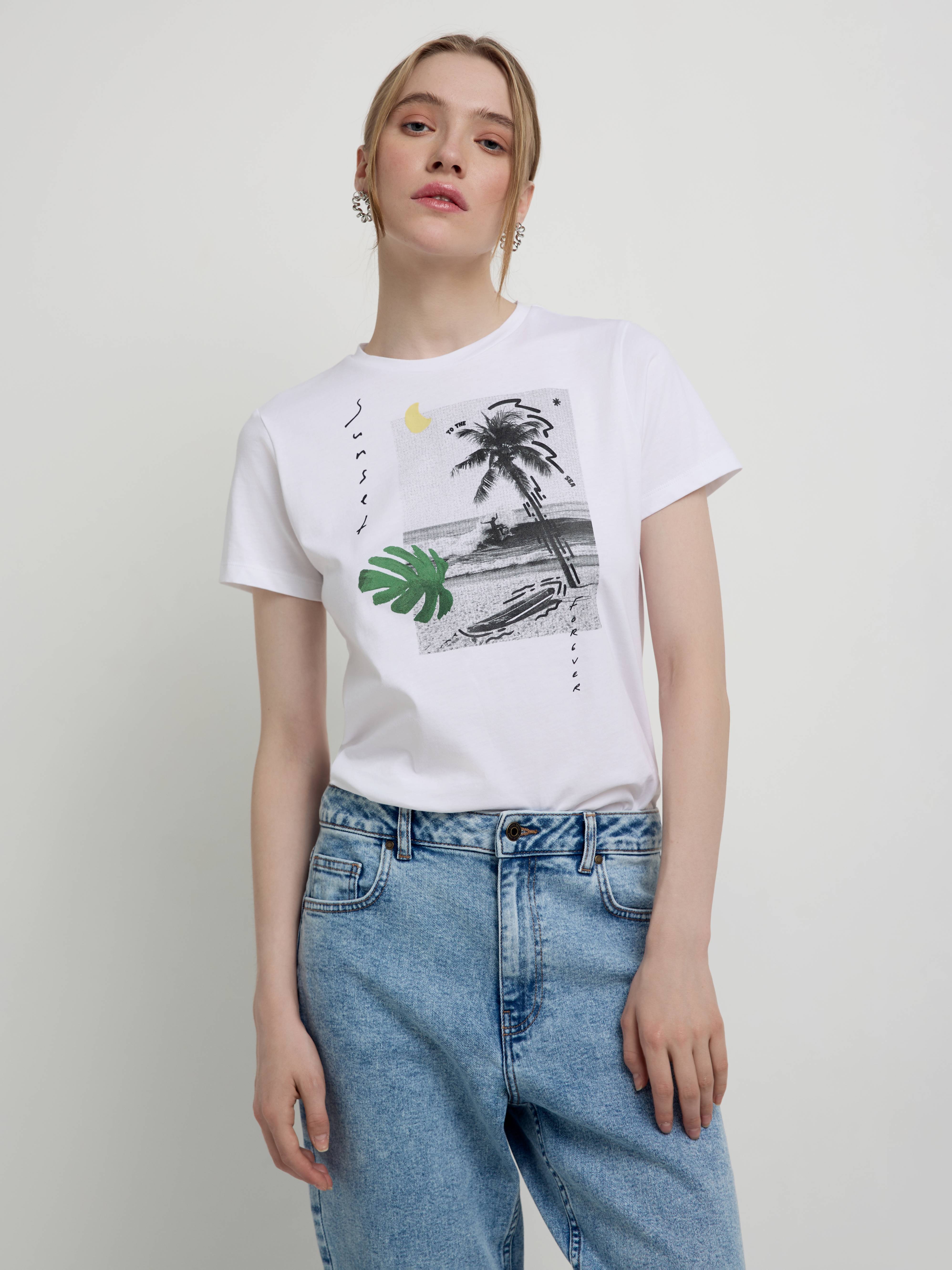 Базовая футболка из хлопка с рисунком «Sunset» LD 2122 Conte ⭐️, цвет white, размер 170-100/l