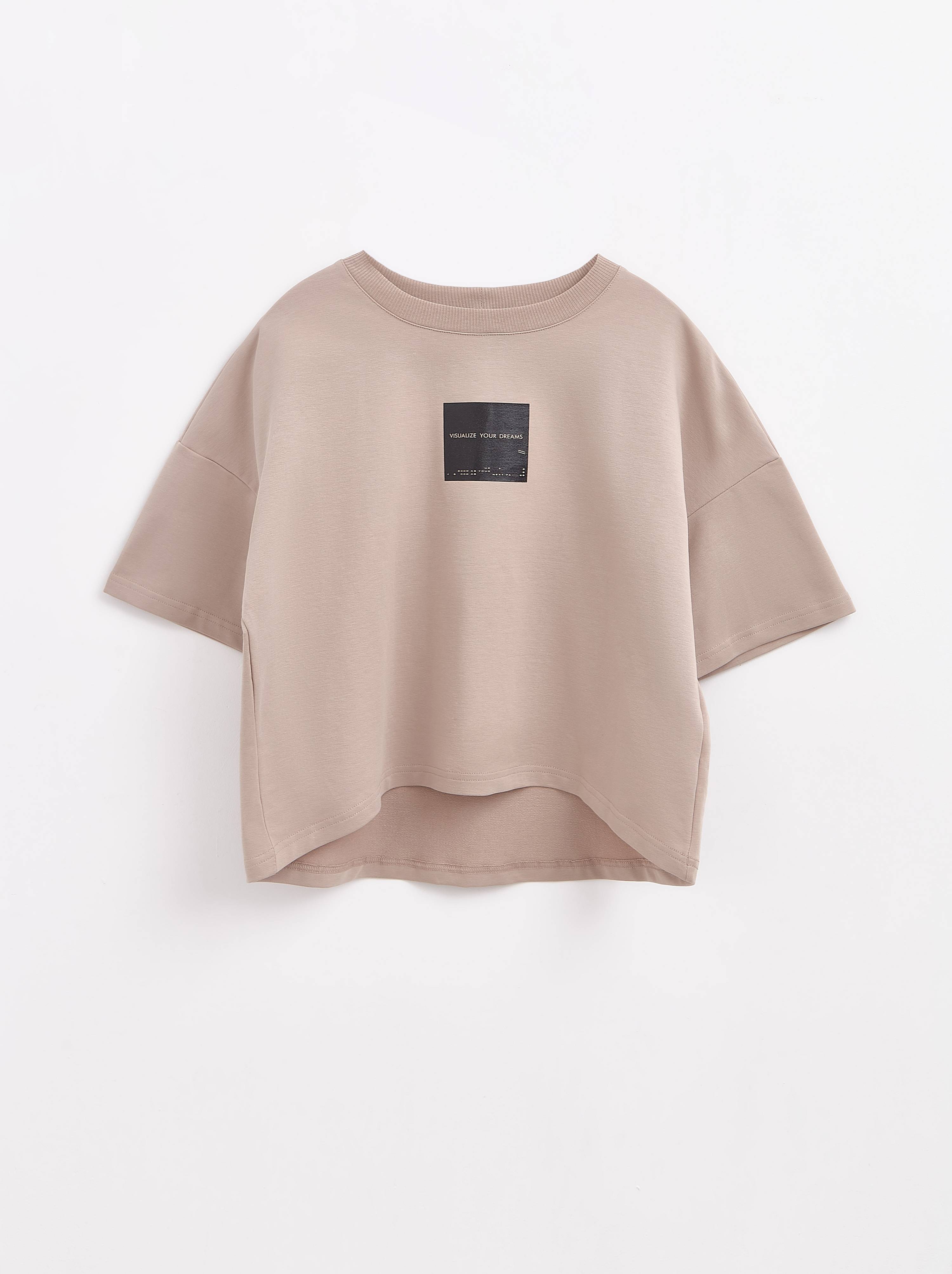 Oversize-футболка из футера с удлиненной спинкой LD 1633 Conte ⭐️, цвет beige, размер 170-84/xs - фото 1