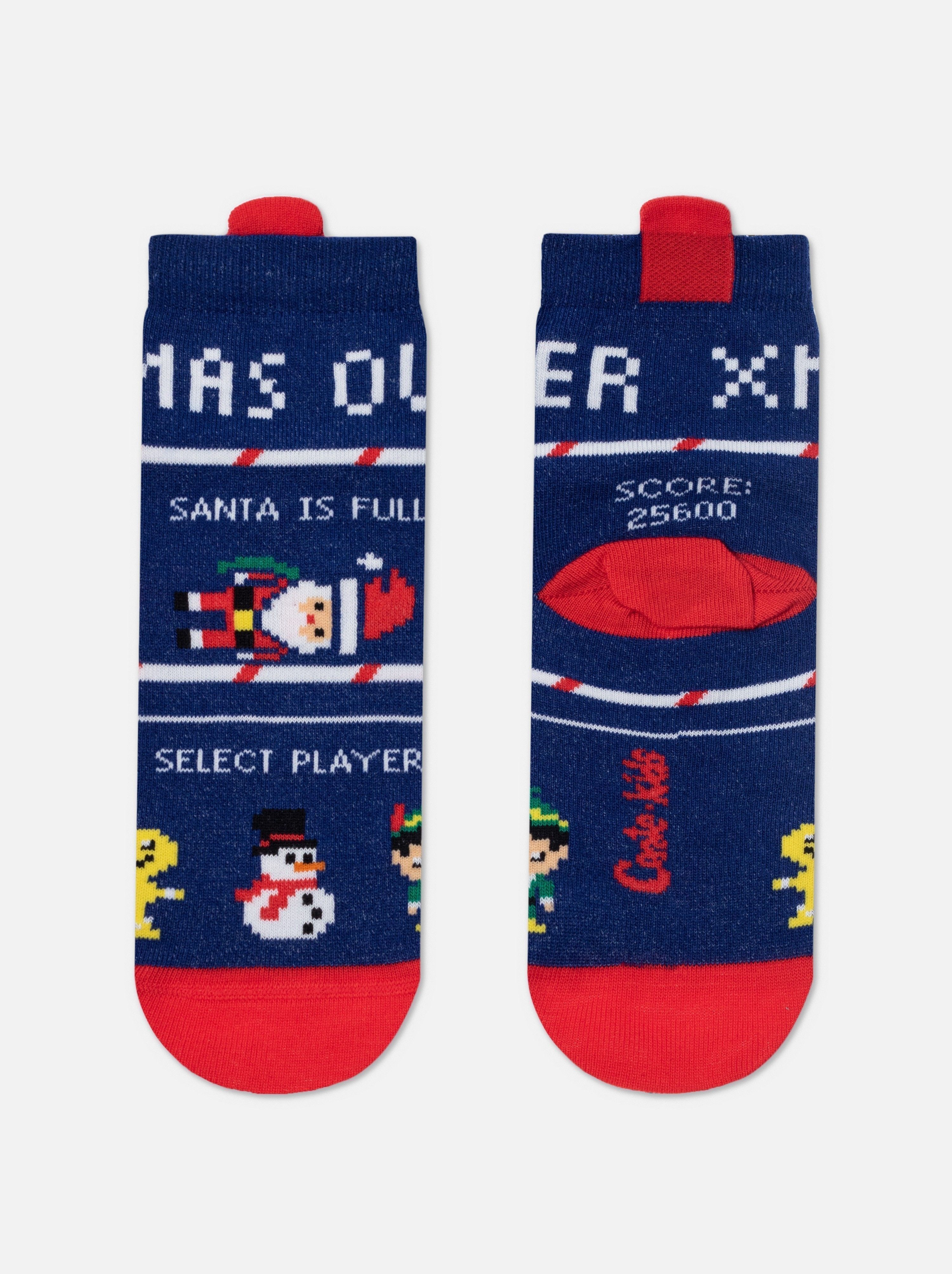 Новогодние носки с пикотом «Xmas player» Conte ⭐️, цвет синий, размер 13-14