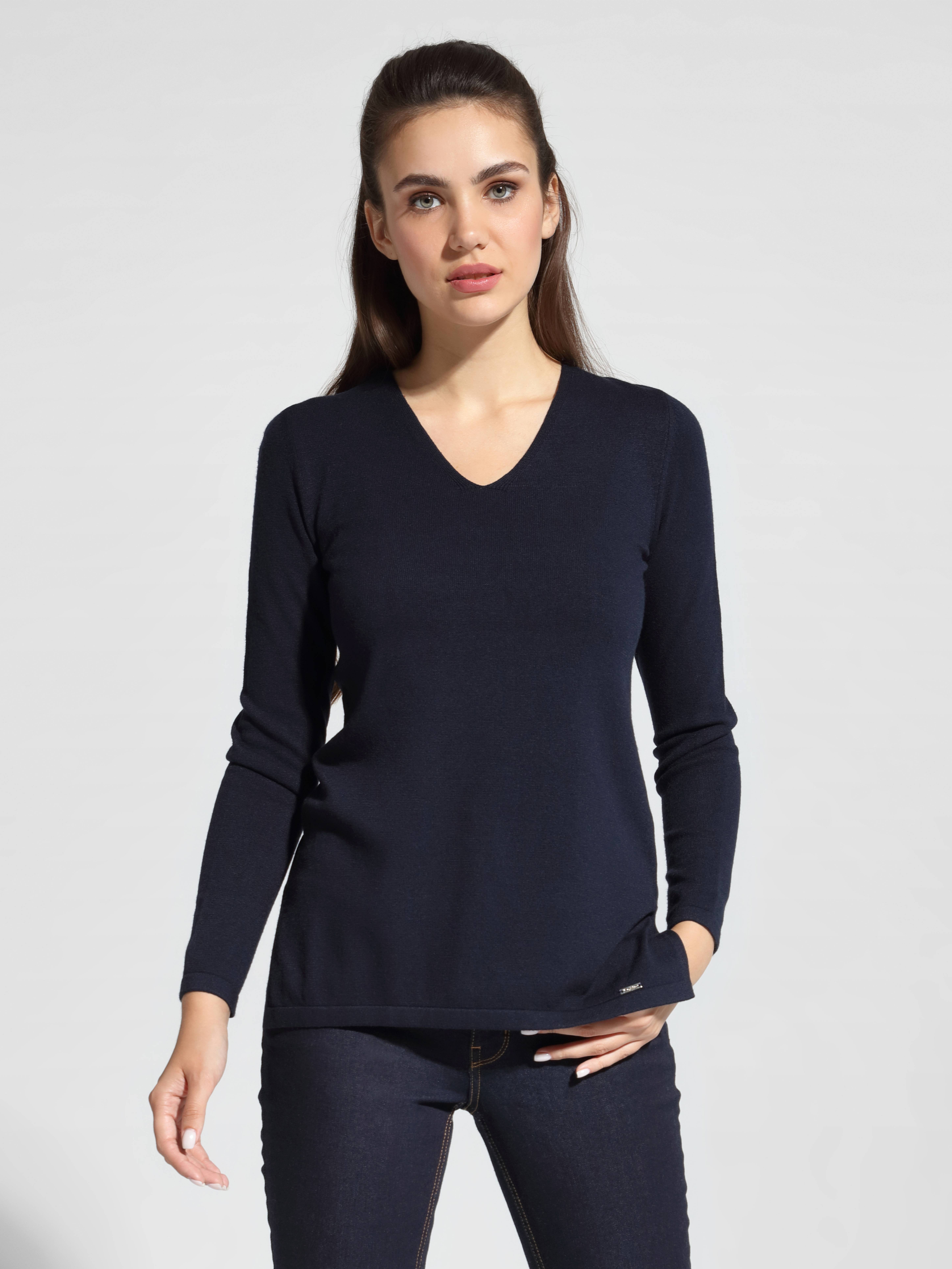 Удлиненный вязаный пуловер с разрезами по бокам LDK 056 Conte ⭐️, цвет pastel blue, размер 170-100 - фото 1