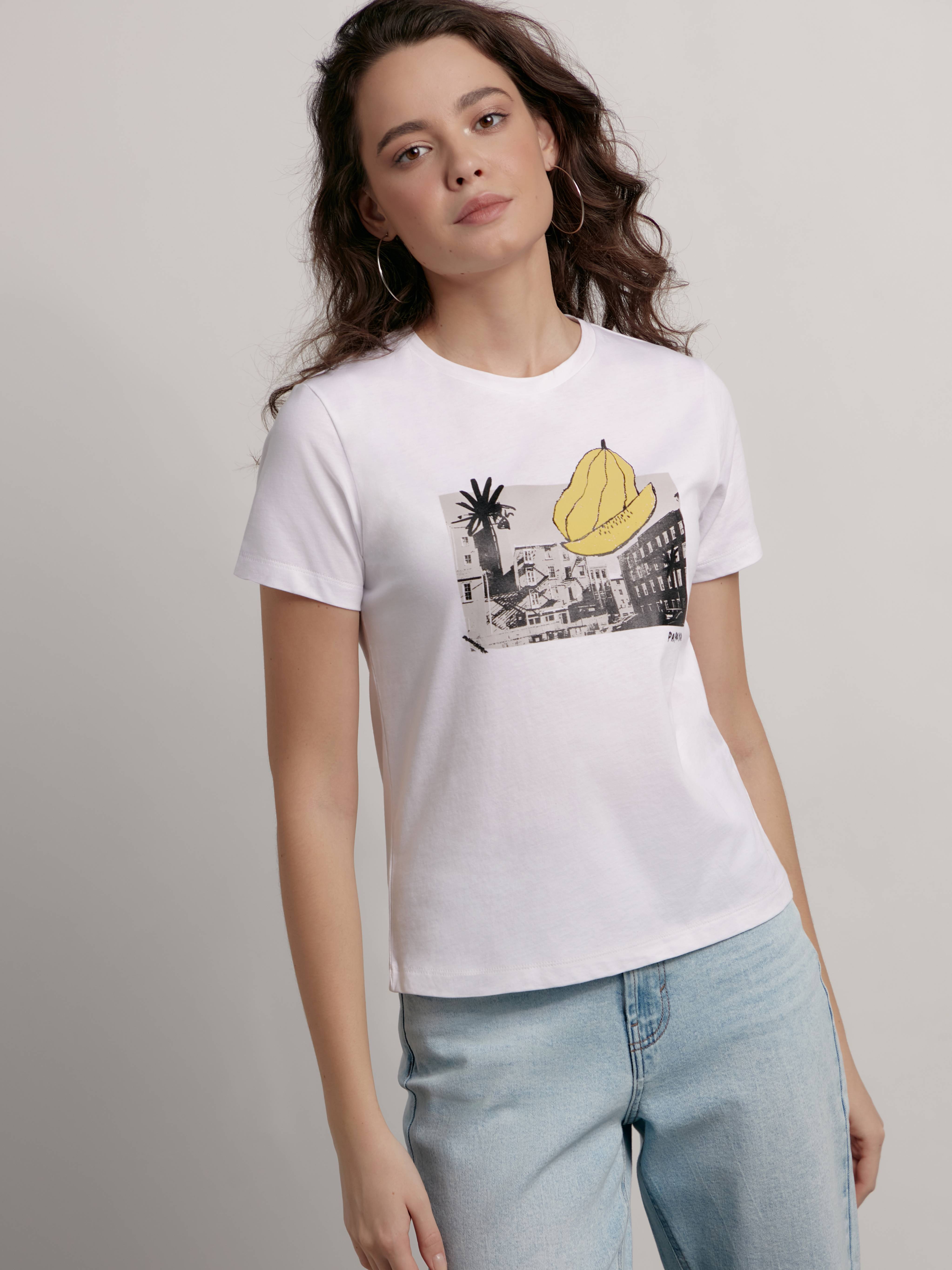 Базовая футболка из хлопка с рисунком «Papaya» LD 2131 Conte ⭐️, цвет white, размер 170-100/xl