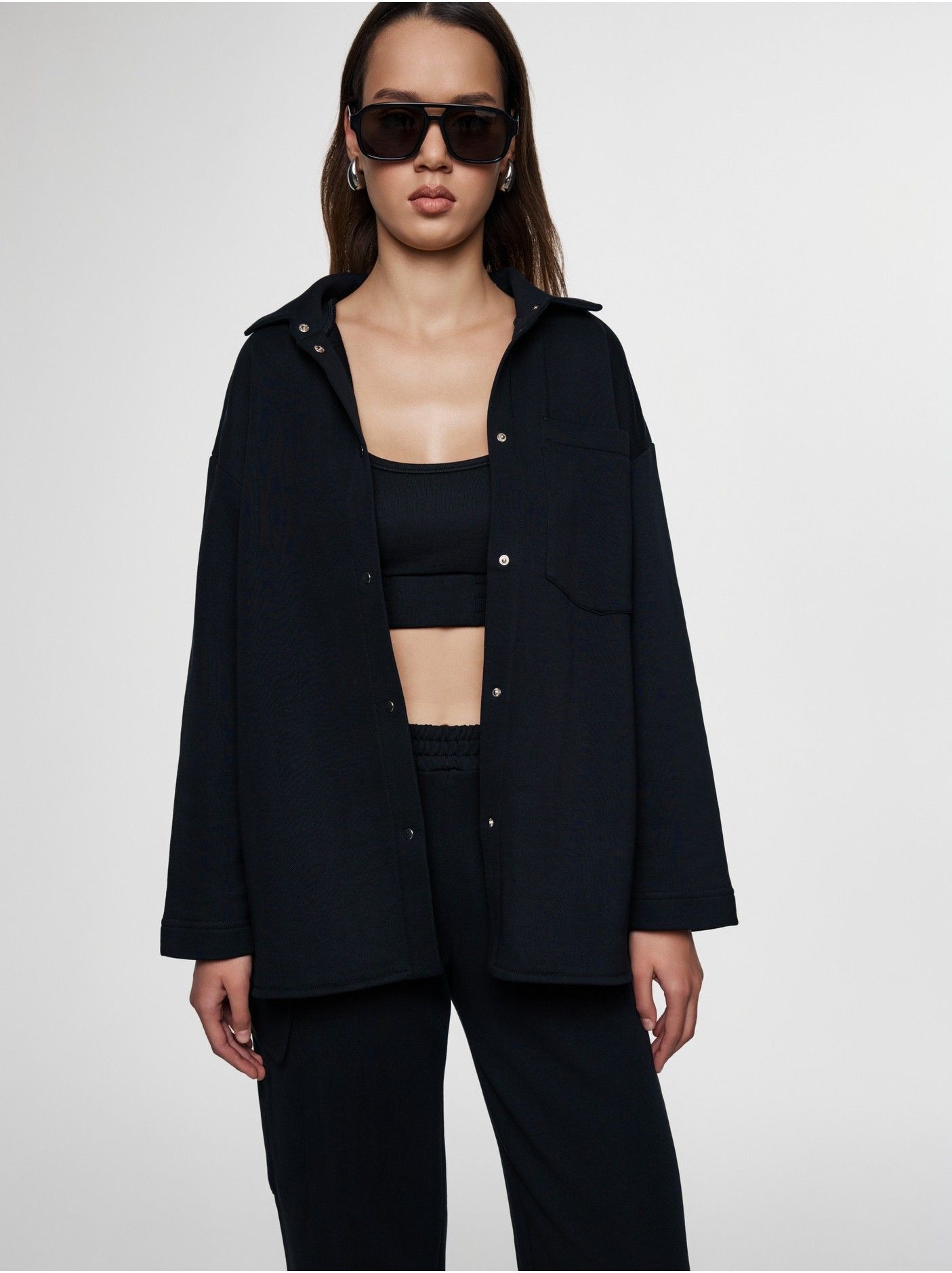 ? Купить Топ из футера с углубленной линией декольте LTD 2590 в Москве цвет  black ? в интернет магазине с доставкой по России