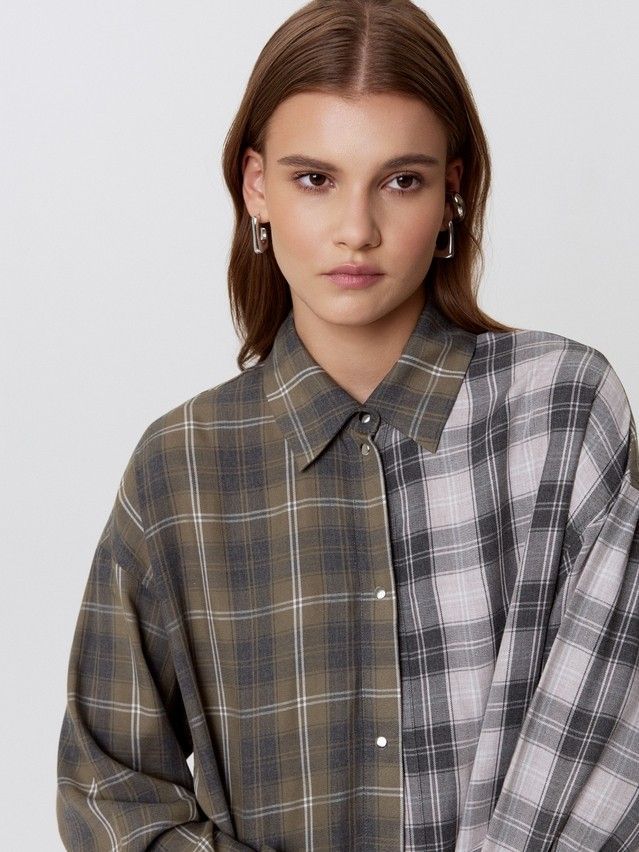Рубашка женская C LRU 3464, р.170-84-90, khaki-beige - 2