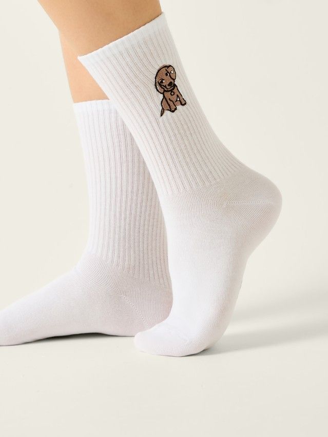 Носки женские хлопковые C FANTASY (с вышивкой) 24С-77/2СП, р.23-25, 1083 белый - 1