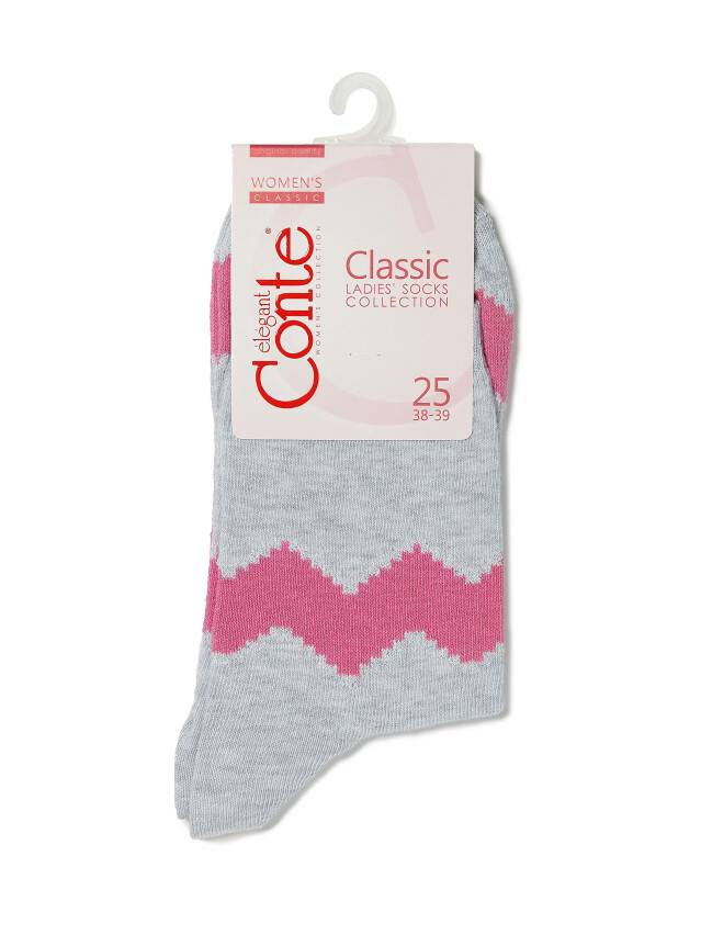 Носки хлопковые женские CLASSIC (люрекс) 15С-21СП, р. 36-37, серый-розовый, рис. 065 - 3