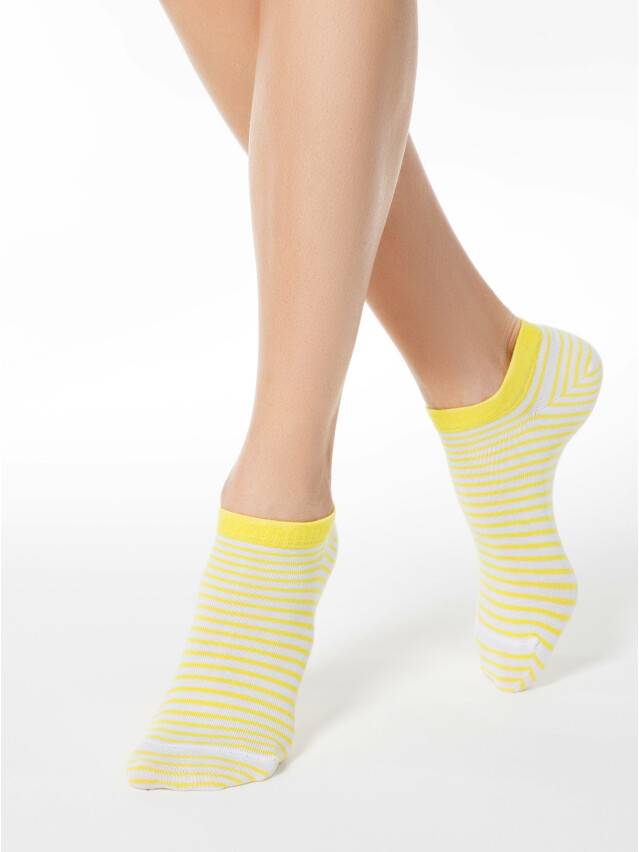 Носки хлопковые женские ACTIVE (ультракороткие) 15С-46СП, р. 36-37, белый-желтый, рис. 073 - 1