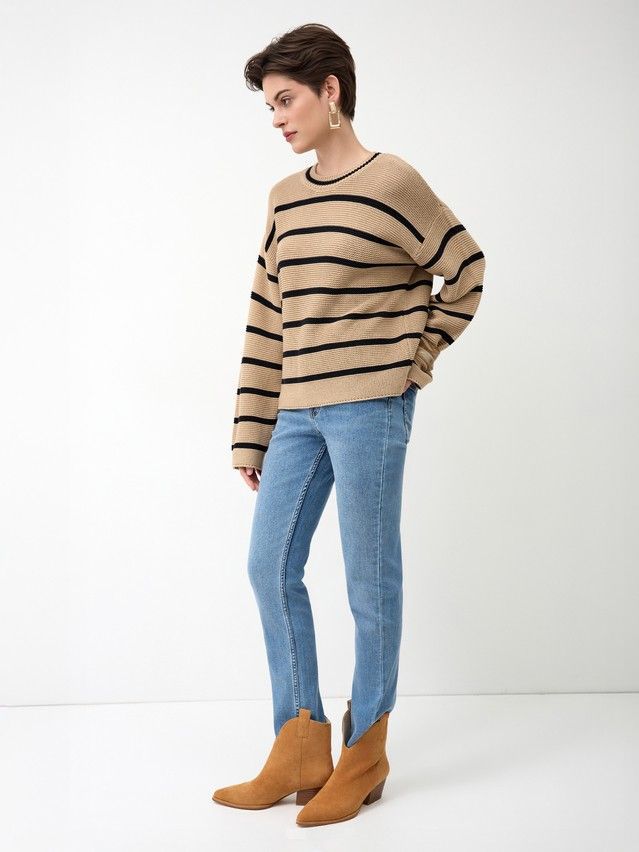 Джемпер женский CE LDK24115 24С-115СП, р.170-84, camel-black - 2