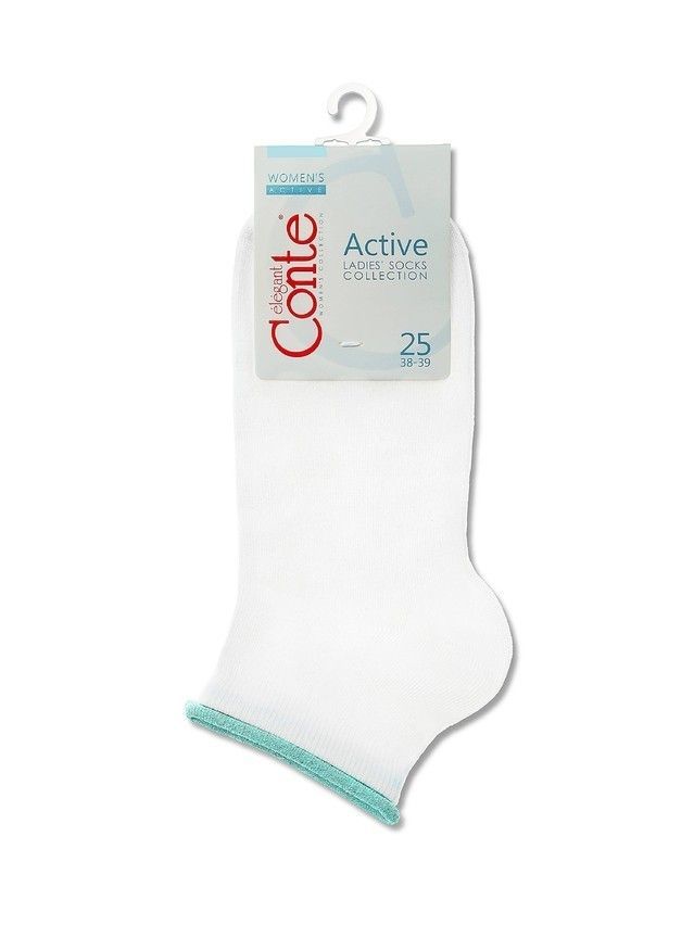 Носки хлопковые женские ACTIVE (декор. резинка) 12С-32СП, р. 36-37, 035 белый-бледно-бирюзовый - 3