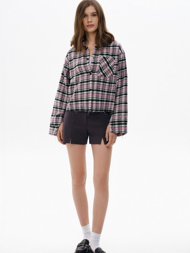 Рубашка женская C LRU 3504, р.170-84-90, black-pink check - 1