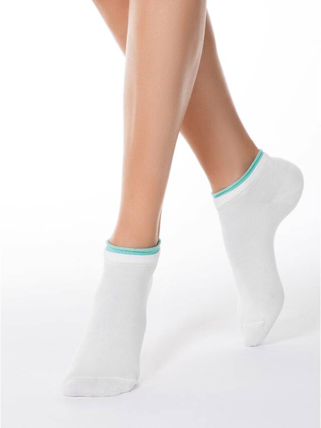 Носки хлопковые женские ACTIVE (декор. резинка) 12С-32СП, р. 36-37, 035 белый-бледно-бирюзовый - 1