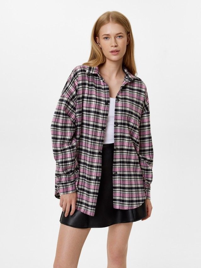 Рубашка женская C LRU 3323, р.170-84-90, black-pink check - 2