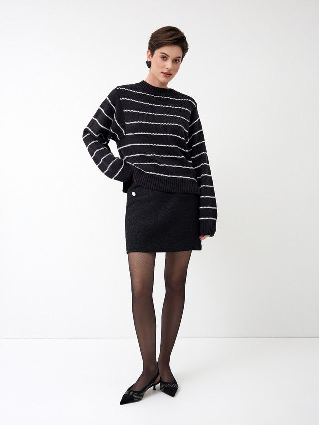 Джемпер женский CE LDK24114 24С-114СП, р.170-84, black-ecru - 1