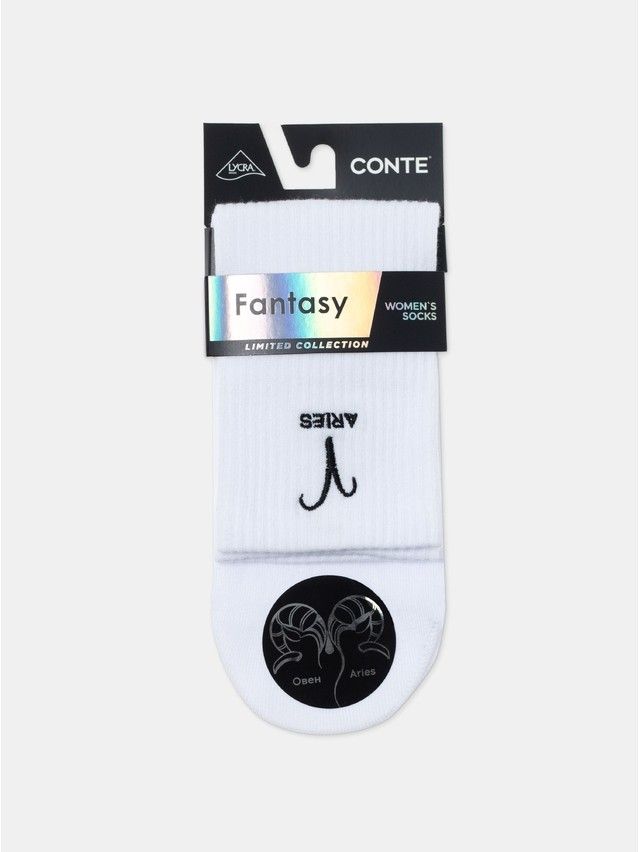 Носки женские хлопковые C FANTASY (с вышивкой) 24С-77СП, р.23-25, 666 белый - 12