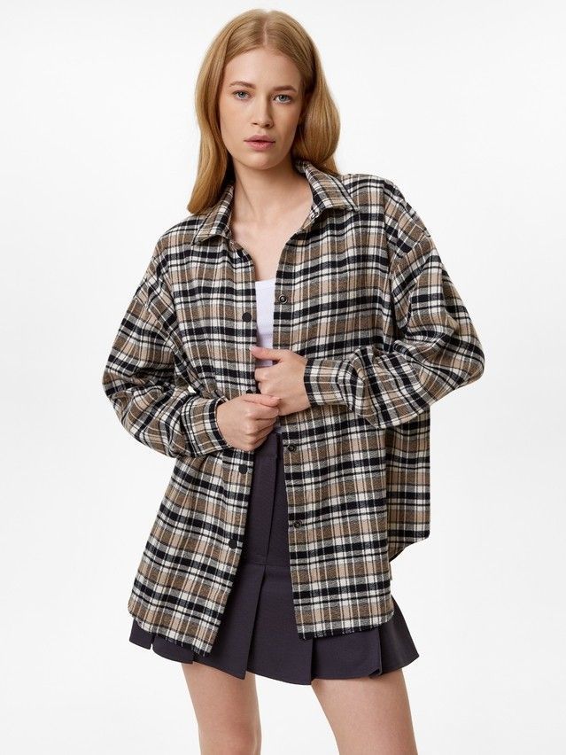 Рубашка женская C LRU 3323, р.170-84-90, black-beige check - 4