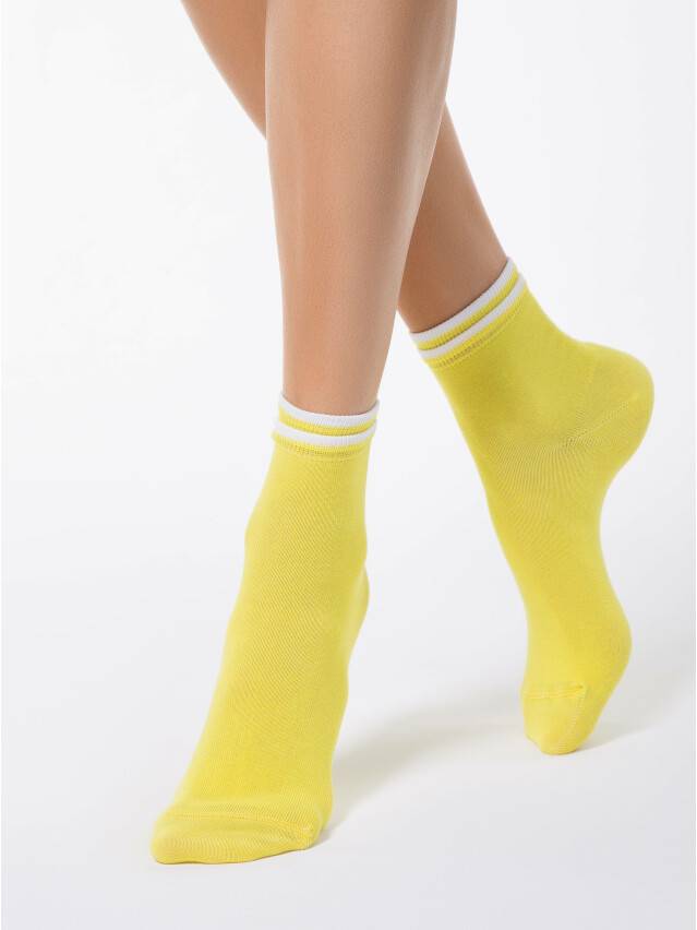 Носки хлопковые женские CLASSIC (декор.резинка) 7С-32СП, р. 36-37, желтый, рис. 010 - 1
