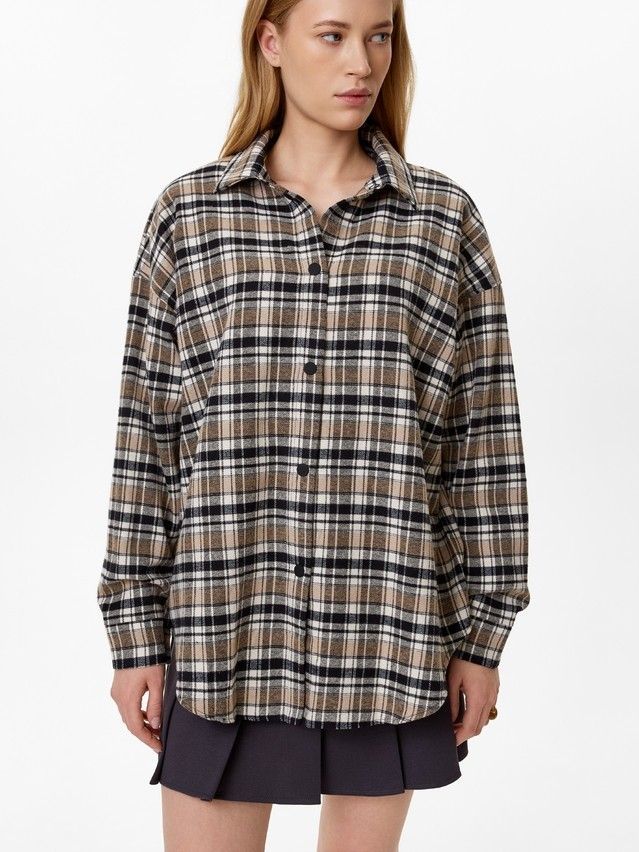 Рубашка женская C LRU 3323, р.170-84-90, black-beige check - 2