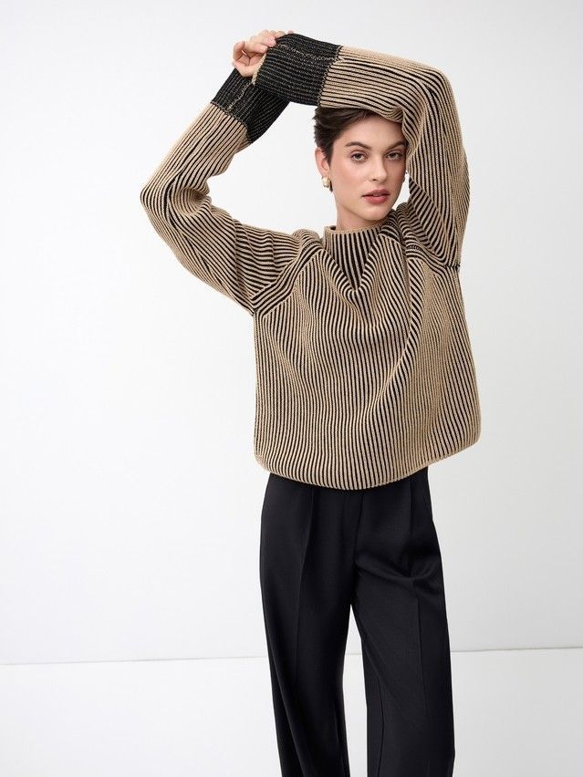 Джемпер женский CE LDK24121 24С-121СП, р.170-84, camel-black - 3