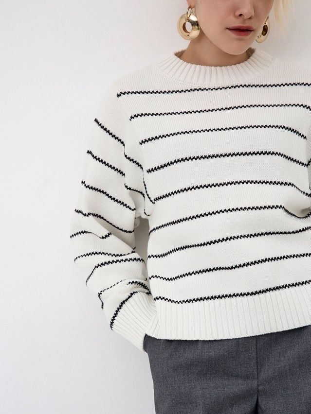 Джемпер женский CE LDK24114 24С-114СП, р.170-84, ecru-black - 5