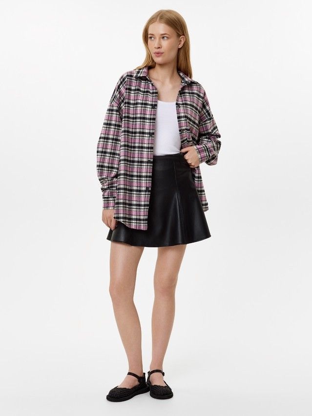 Рубашка женская C LRU 3323, р.170-84-90, black-pink check - 1