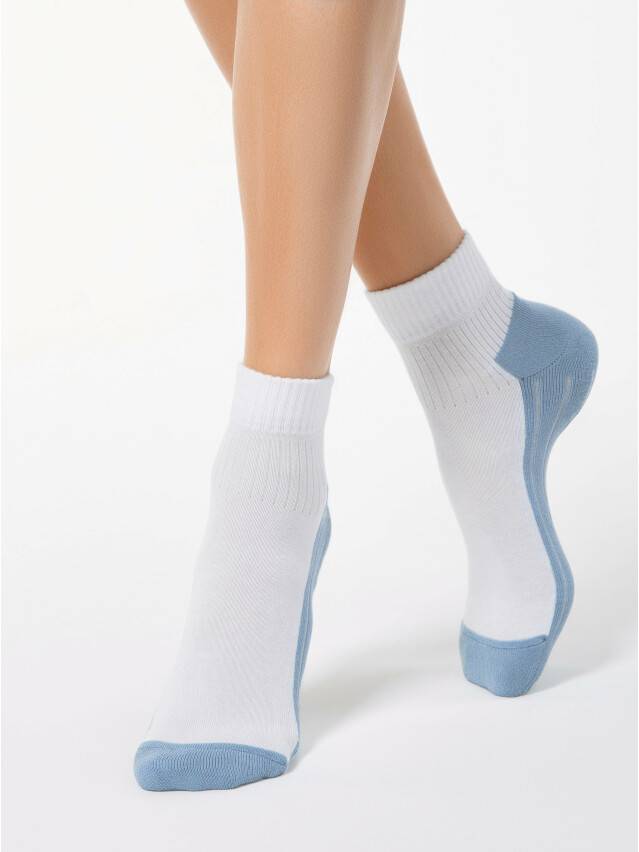 Носки хлопковые женские ACTIVE (махровая стопа) 7С-56СП, р. 36-37, белый-голубой, рис. 026 - 1