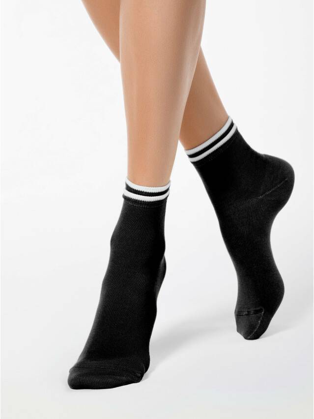 Носки хлопковые женские CLASSIC (декор.резинка) 7С-32СП, р. 36-37, черный, рис. 010 - 1