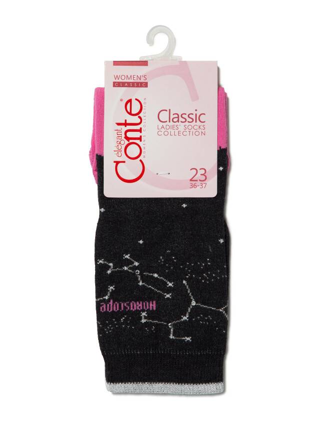 Носки хлопковые женские CLASSIC (стразы, люрекс) 17С-46СП, р. 36-37, черный-розовый, рис. 122 - 3