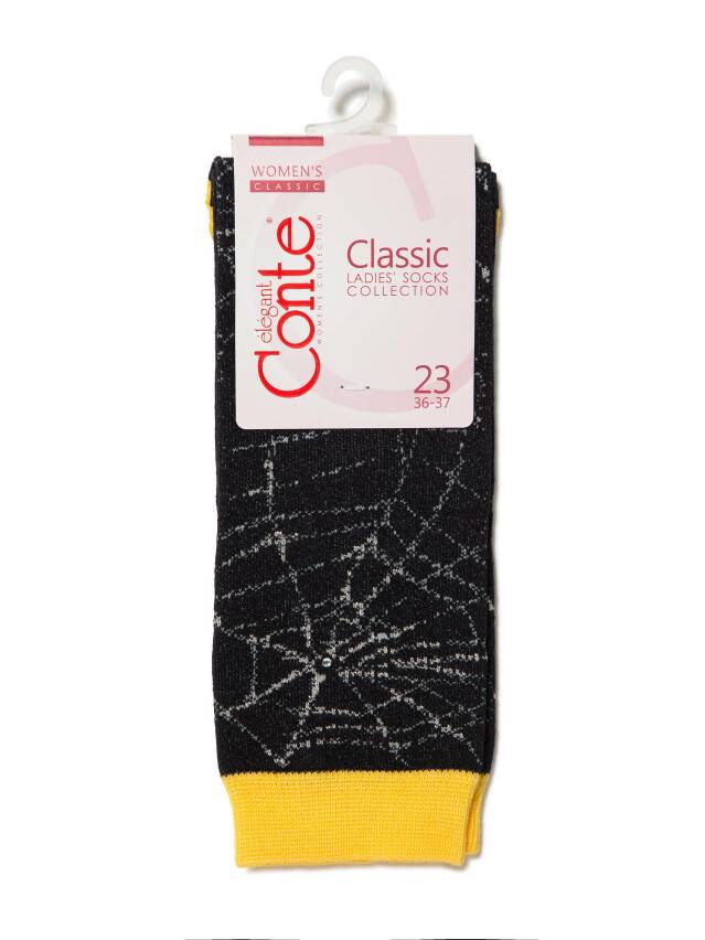 Носки хлопковые женские CLASSIC (стразы, люрекс) 17С-46СП, р. 36-37, черный-желтый, рис. 285 - 3