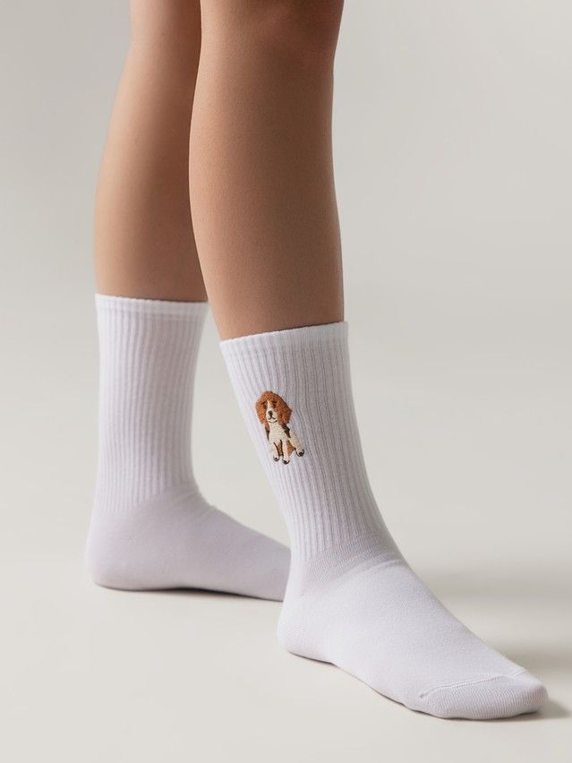 Носки женские хлопковые C FANTASY (с вышивкой) 24С-77/2СП, р.23-25, 1093 белый - 3