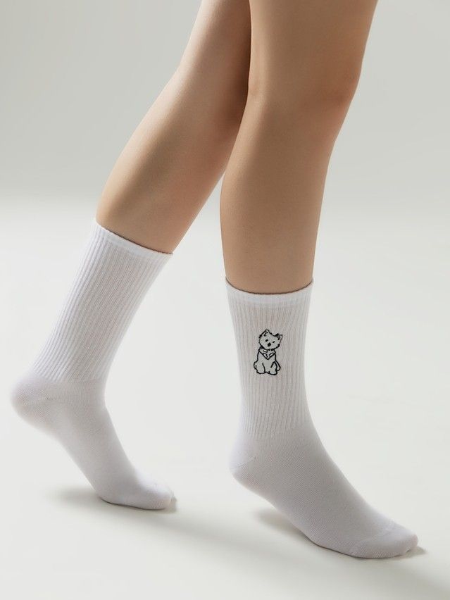 Носки женские хлопковые C FANTASY (с вышивкой) 24С-77/2СП, р.23-25, 1119 белый - 1