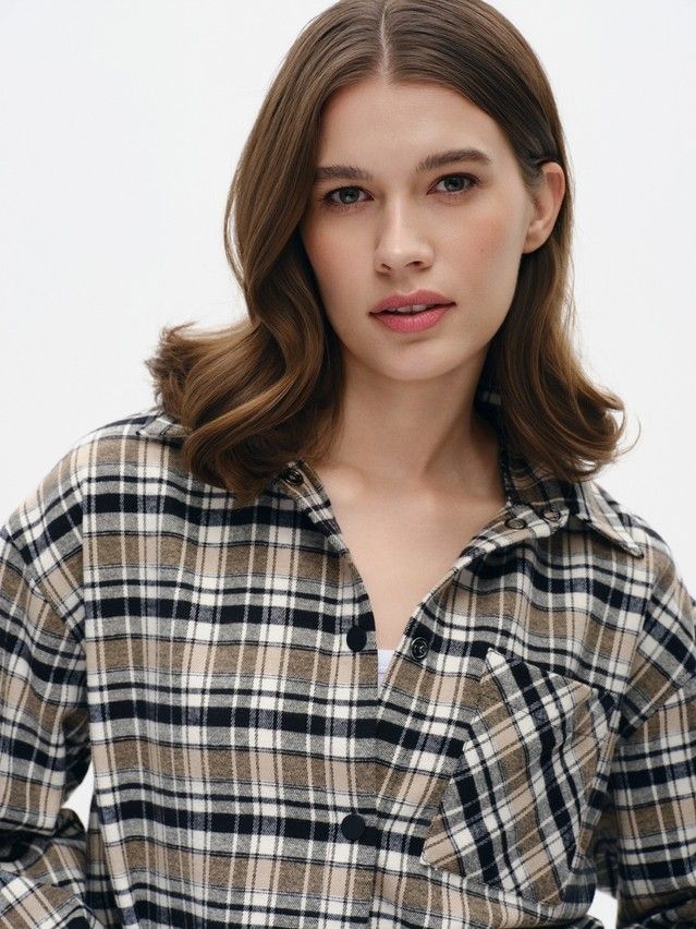 Рубашка женская C LRU 3504, р.170-84-90, black-beige check - 2