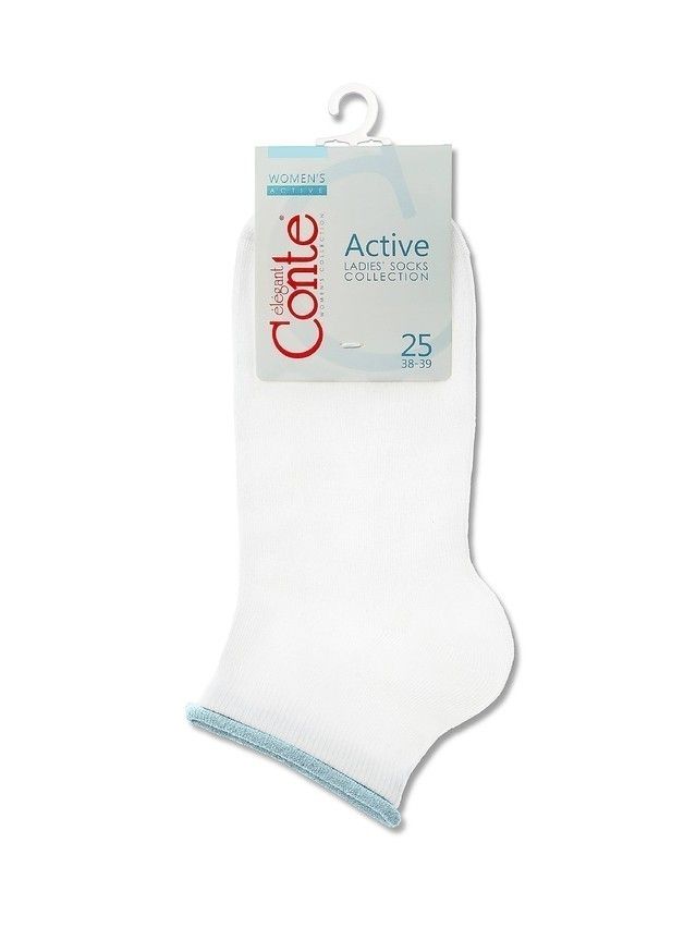 Носки хлопковые женские ACTIVE (декор. резинка) 12С-32СП, р. 36-37, 035 белый-светло-голубой - 3