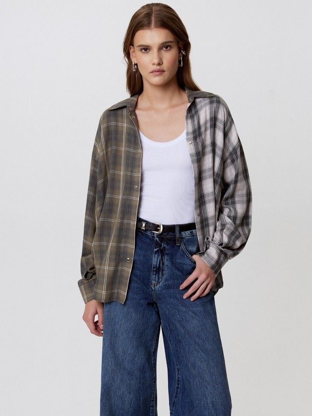 Рубашка женская C LRU 3464, р.170-84-90, khaki-beige - 4