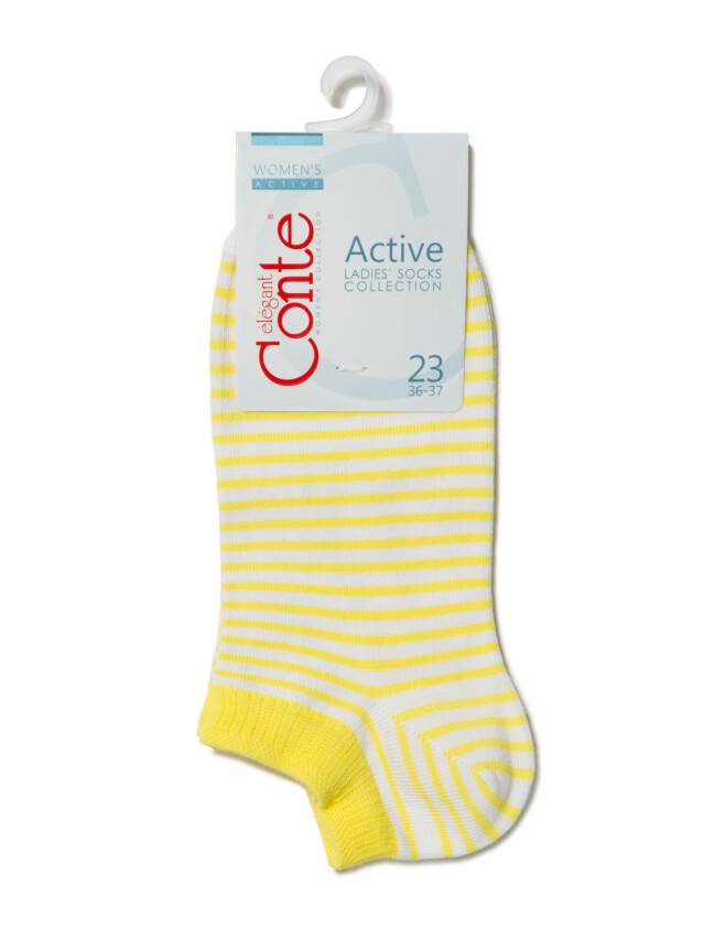 Носки хлопковые женские ACTIVE (ультракороткие) 15С-46СП, р. 36-37, белый-желтый, рис. 073 - 3