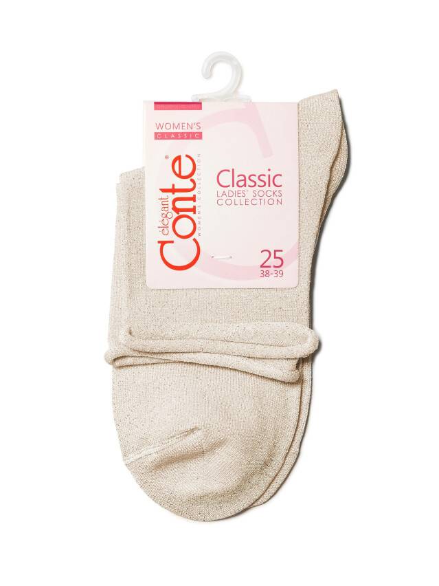 Носки хлопковые женские CLASSIC (люрекс, без резинки) 17С-16СП, р. 36-37, кремовый, рис. 000 - 3