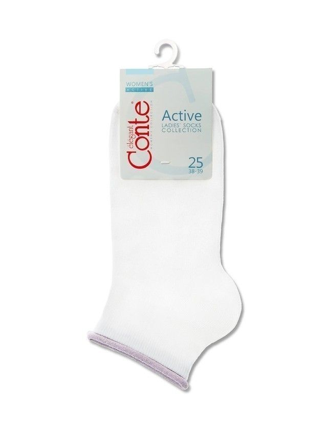 Носки хлопковые женские ACTIVE (декор. резинка) 12С-32СП, р. 36-37, 035 белый-сиреневый - 3