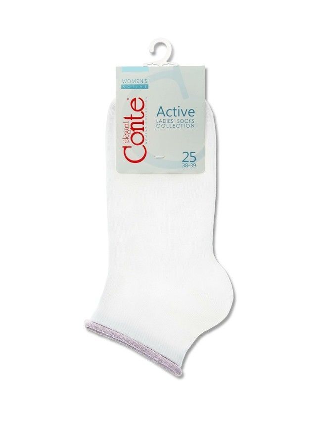 Носки хлопковые женские ACTIVE (декор. резинка) 12С-32СП, р. 36-37, 035 белый-сиреневый - 3