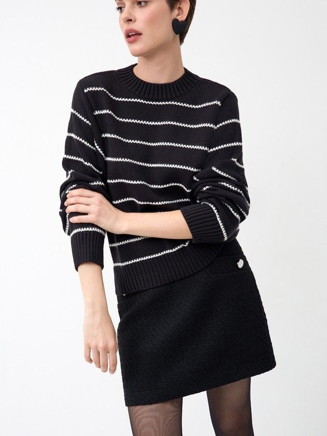 Джемпер женский CE LDK24114 24С-114СП, р.170-84, black-ecru - 8