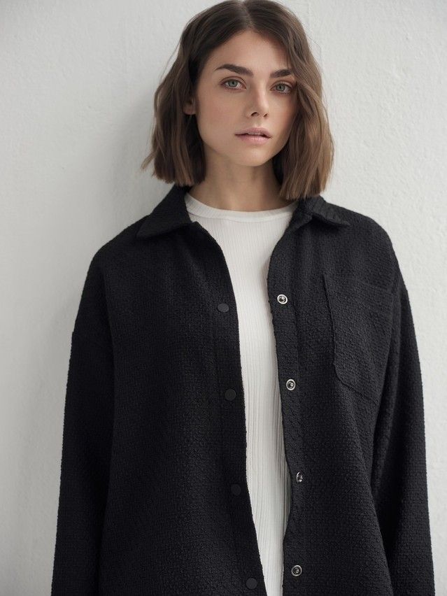 Рубашка женская C LRU 3268 24С-3331ТСП, р.170-84-90, black - 3